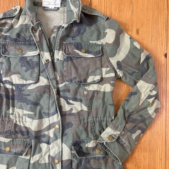 Vintage Havana green camo full zip adjustable waist utility womens jacket SIZE S - Picture 4 of 6